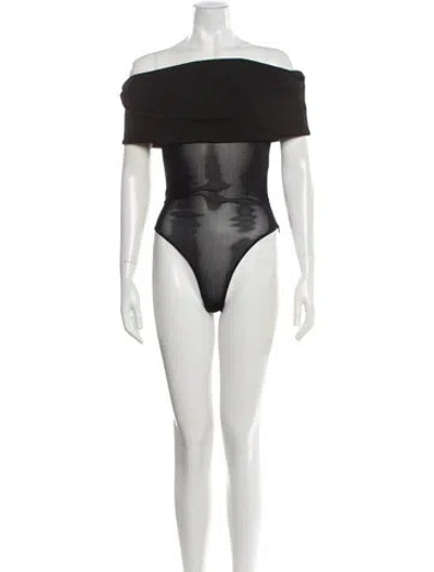 Pre-owned Ser.o.ya Off-the-shoulder Sleeveless Bodysuit In Black