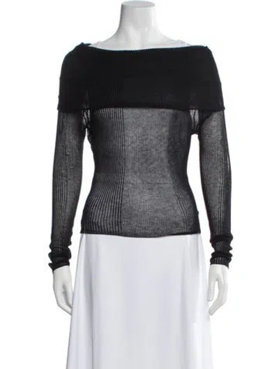 Pre-owned Ser.o.ya Off-the-shoulder Sweater In Black