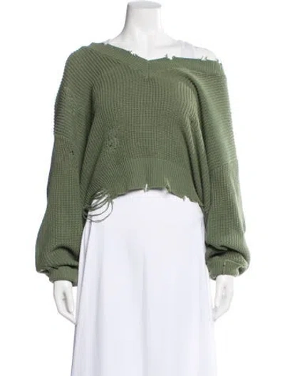 Pre-owned Ser.o.ya Off-the-shoulder Sweater In Green
