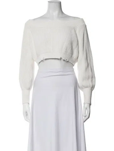Pre-owned Ser.o.ya Off-the-shoulder Sweater In White