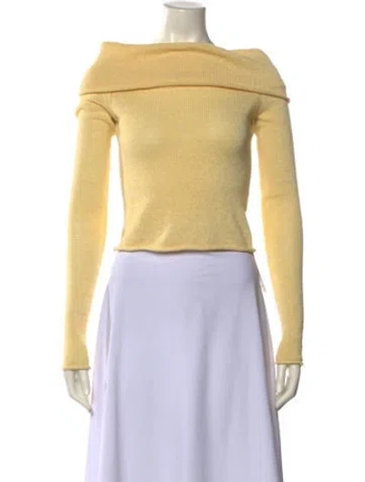 Pre-owned Ser.o.ya Off-the-shoulder Sweater In Yellow
