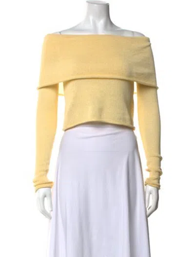Pre-owned Ser.o.ya Off-the-shoulder Sweater In Yellow