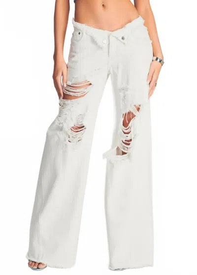 Ser.o.ya Ollie Distressed Wide Leg Jeans In White