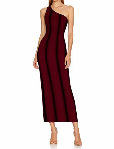 Ser.o.ya One Shoulder Ribbed Maxi Dress In Burgundy Black Striped In Brown