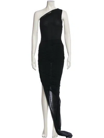 Pre-owned Ser.o.ya One-shoulder Long Dress In Black