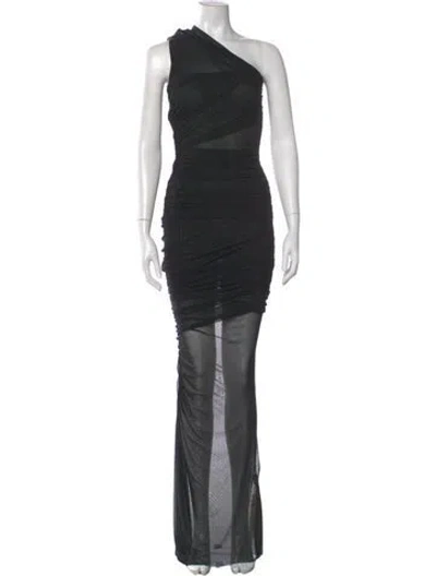 Pre-owned Ser.o.ya One-shoulder Long Dress In Black