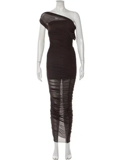 Pre-owned Ser.o.ya One-shoulder Long Dress In Brown
