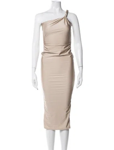 Pre-owned Ser.o.ya One-shoulder Midi Length Dress In Neutrals