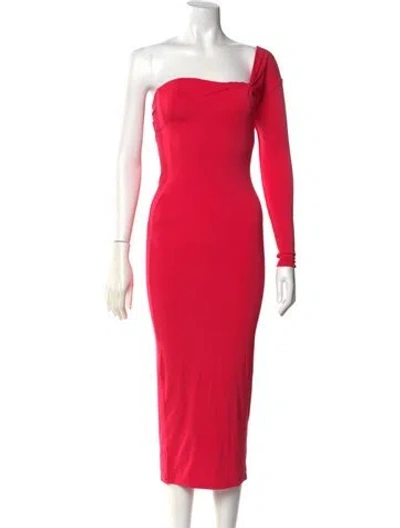 Pre-owned Ser.o.ya One-shoulder Midi Length Dress In Red