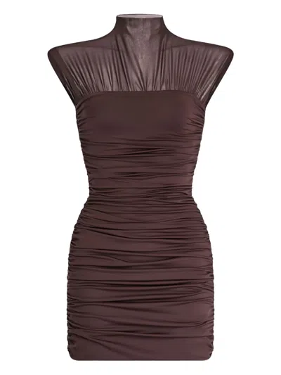 Ser.o.ya Paola Ruched Mini Dress In Brown