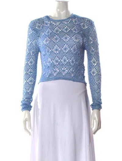 Pre-owned Ser.o.ya Patterned Crew Neck Top In Blue