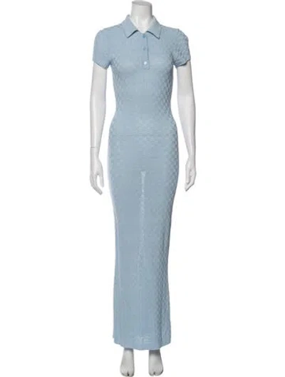 Pre-owned Ser.o.ya Patterned Long Dress In Blue