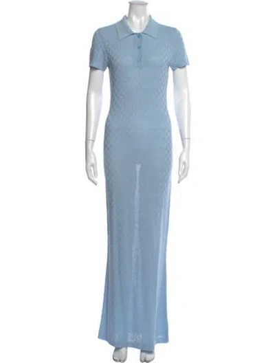 Pre-owned Ser.o.ya Patterned Long Dress In Blue