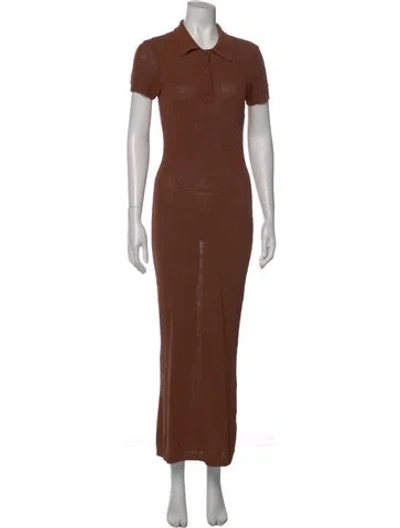 Pre-owned Ser.o.ya Patterned Long Dress In Brown