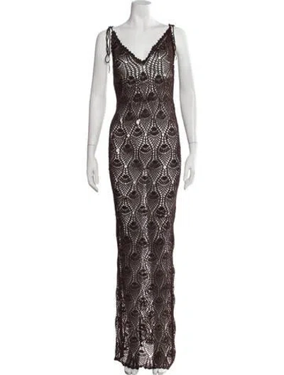Pre-owned Ser.o.ya Patterned Long Dress W/ Tags In Brown