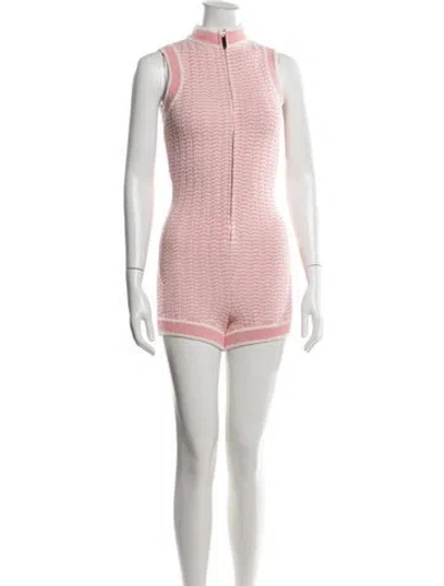 Pre-owned Ser.o.ya Patterned Mock Neck Romper In Pink