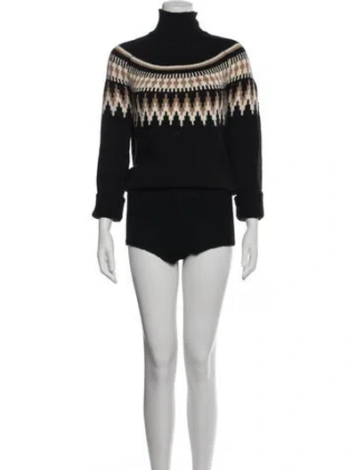 Pre-owned Ser.o.ya Patterned Turtleneck Jumpsuit In Black/blue