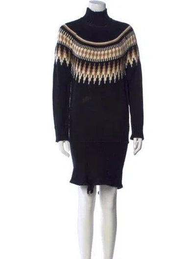 Pre-owned Ser.o.ya Patterned Turtleneck Sweater In Black