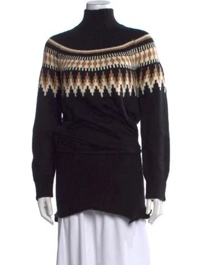 Pre-owned Ser.o.ya Patterned Turtleneck Sweater In Black
