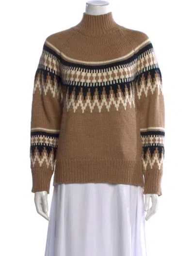 Pre-owned Ser.o.ya Patterned Turtleneck Sweater W/ Tags In Brown