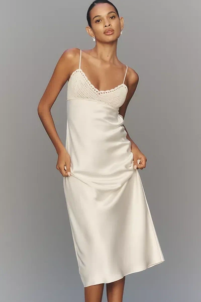 Ser.o.ya Peony Sleeveless V-neck Slip Midi Dress In White