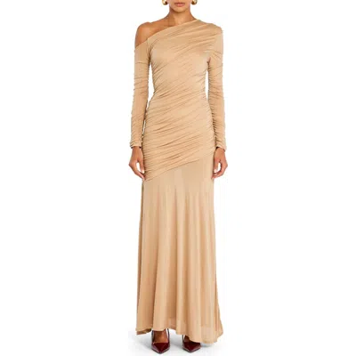 Ser.o.ya Persephone Ruched Maxi Dress In Tan