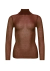 Ser.o.ya Piper Ribbed Sheer Sweater In Ash Brown
