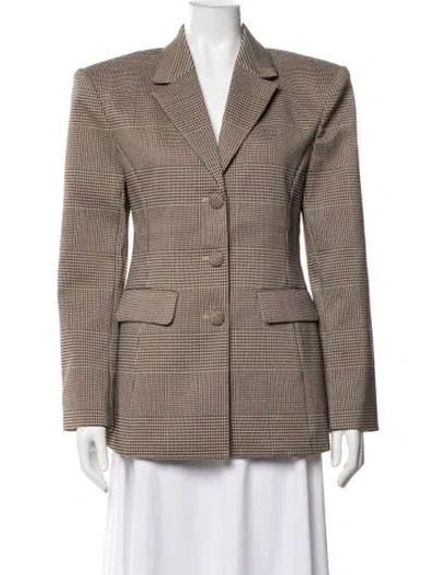 Pre-owned Ser.o.ya Plaid Print Blazer W/ Tags In Brown