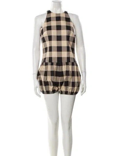 Pre-owned Ser.o.ya Plaid Print Crew Neck Romper W/ Tags