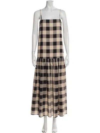 Pre-owned Ser.o.ya Plaid Print Long Dress In Neutrals