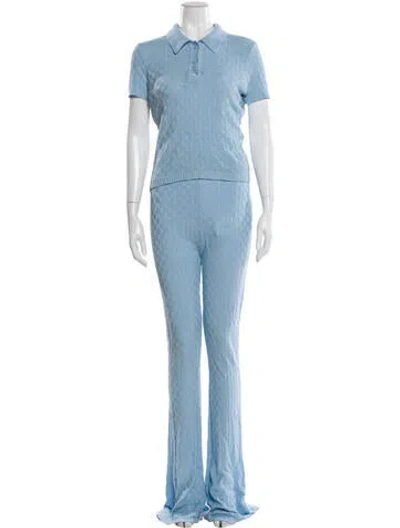 Pre-owned Ser.o.ya Plaid Print Pant Set In Blue