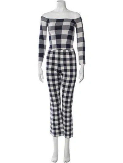 Pre-owned Ser.o.ya Plaid Print Pant Set In Blue