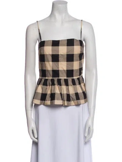 Pre-owned Ser.o.ya Plaid Print Square Neckline Crop Top In Neutral