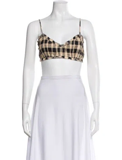 Pre-owned Ser.o.ya Plaid Print Strapless Crop Top In White