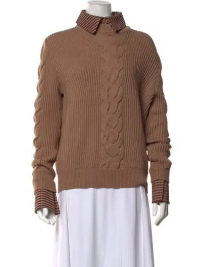 Pre-owned Ser.o.ya Plaid Print Sweater In Brown