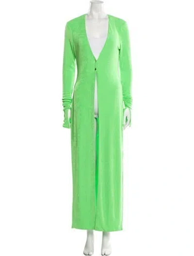 Pre-owned Ser.o.ya Plunge Neckline Long Dress In Green