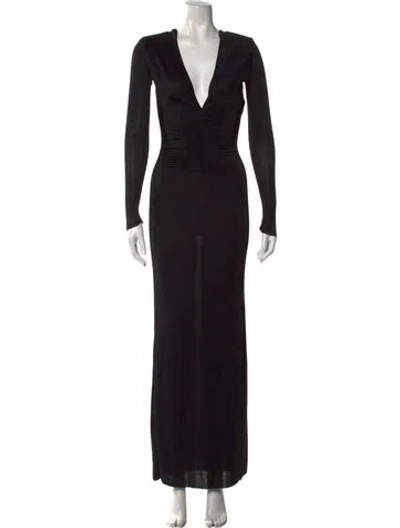 Pre-owned Ser.o.ya Plunge Neckline Long Dress W/ Tags In Black