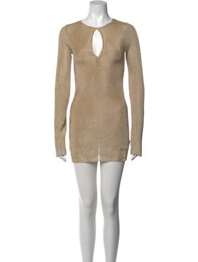 Pre-owned Ser.o.ya Plunge Neckline Mini Dress In Neutrals