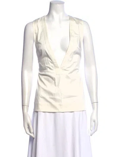 Pre-owned Ser.o.ya Plunge Neckline Sleeveless Top In White