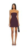 Ser.o.ya Poppi Heavy Crepe Strapless Mini Dress In Merlot