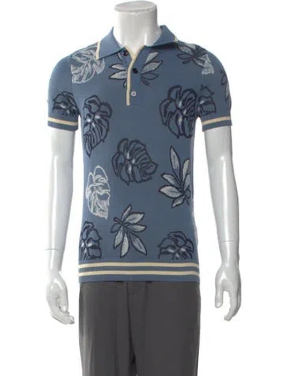 Pre-owned Ser.o.ya Printed Collar Polo Shirt In Blue