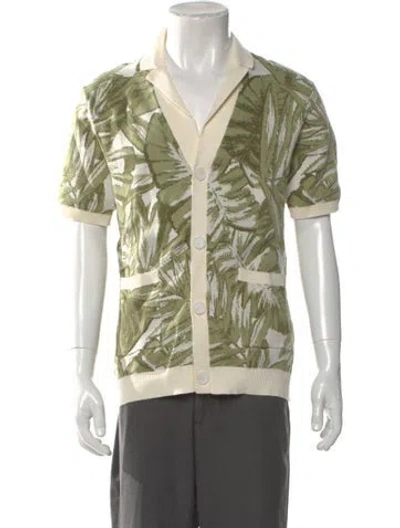 Pre-owned Ser.o.ya Printed Collar Polo Sweater In Green