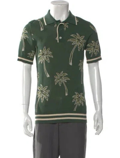 Pre-owned Ser.o.ya Printed Collar Polo Sweater In Green