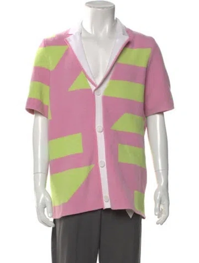 Pre-owned Ser.o.ya Printed Collar Polo Sweater In Pink