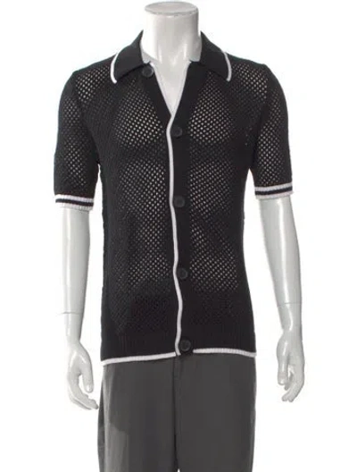 Pre-owned Ser.o.ya Printed Collar Polo Sweater W/ Tags In Black