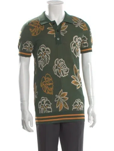Pre-owned Ser.o.ya Printed Crew Neck Polo Shirt In Green