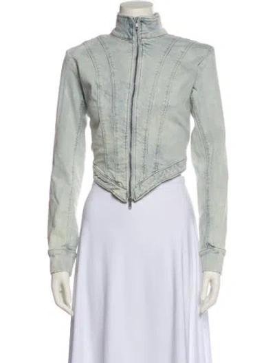 Pre-owned Ser.o.ya Printed Denim Jacket In Green