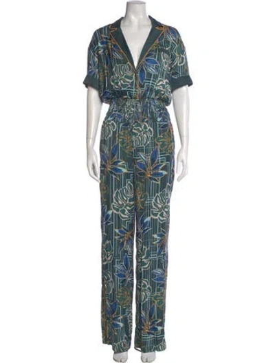 Pre-owned Ser.o.ya Printed Jumpsuit In Green