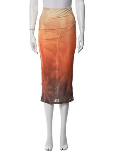 Pre-owned Ser.o.ya Printed Midi Length Skirt In Orange