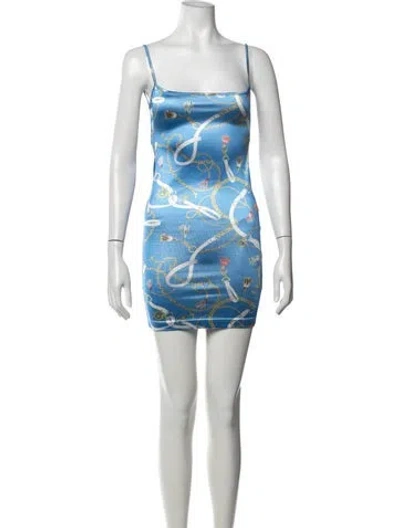 Pre-owned Ser.o.ya Printed Mini Dress In Blue